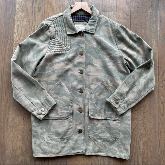 Current/Elliot The Foxhunt Jacket Cotton Canvas Olive/Tan Camo Size 3 / Large - Picture 2 of 10